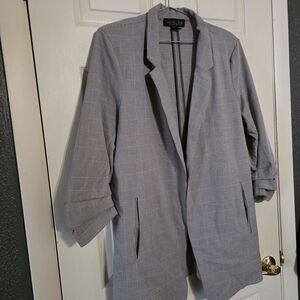 Rachel Zoe Plaid Open Blazer - Gray